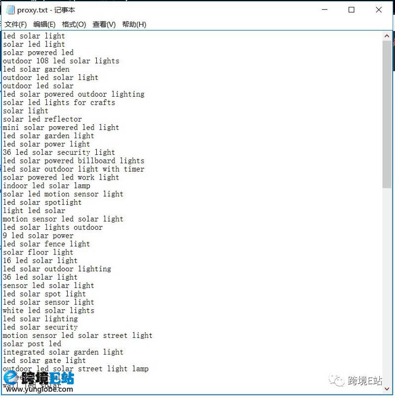 采集提取出的关键词列表